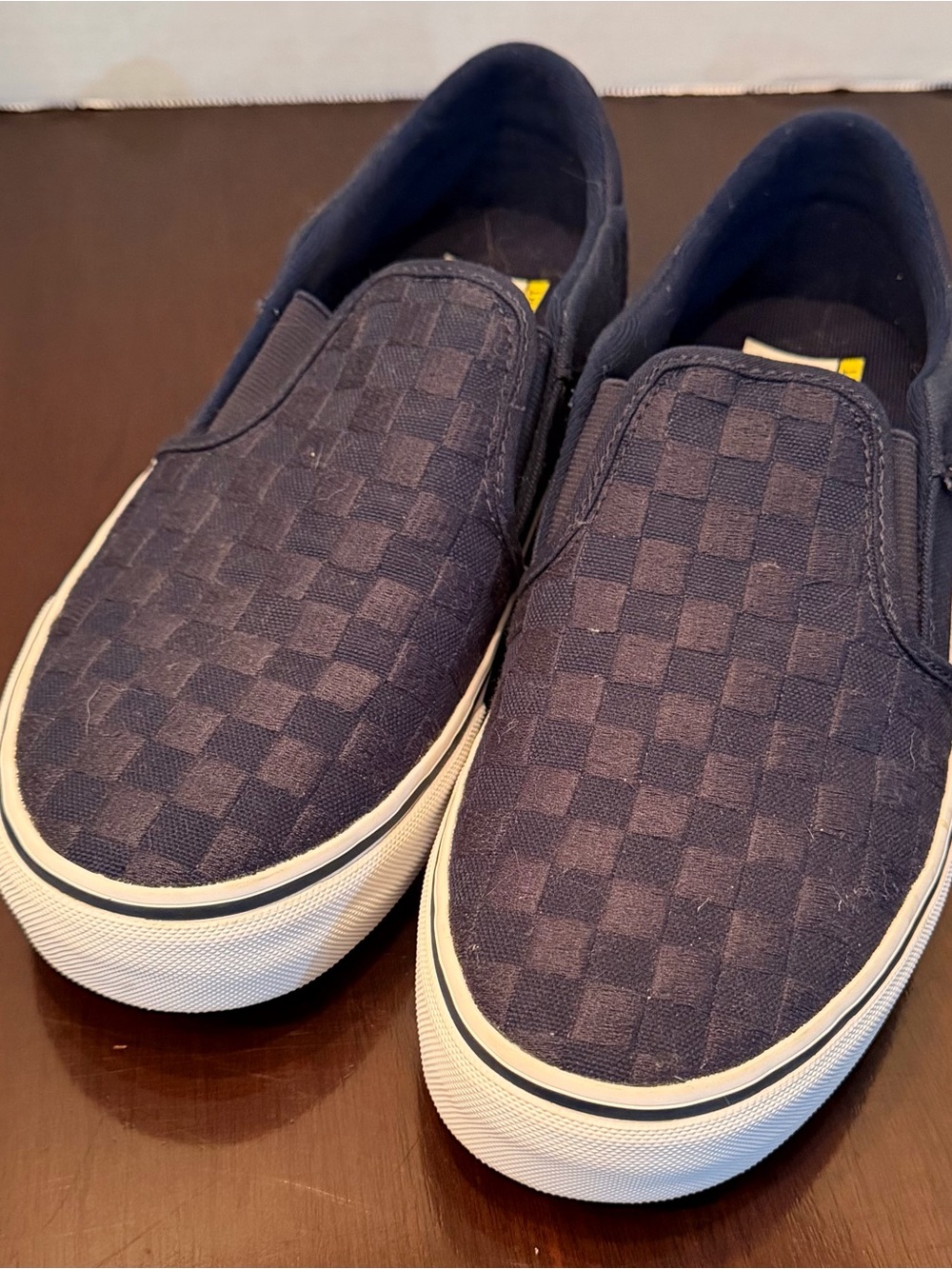 Vans Men's Checkerboard Slip-On Sneakers in Dark Blue